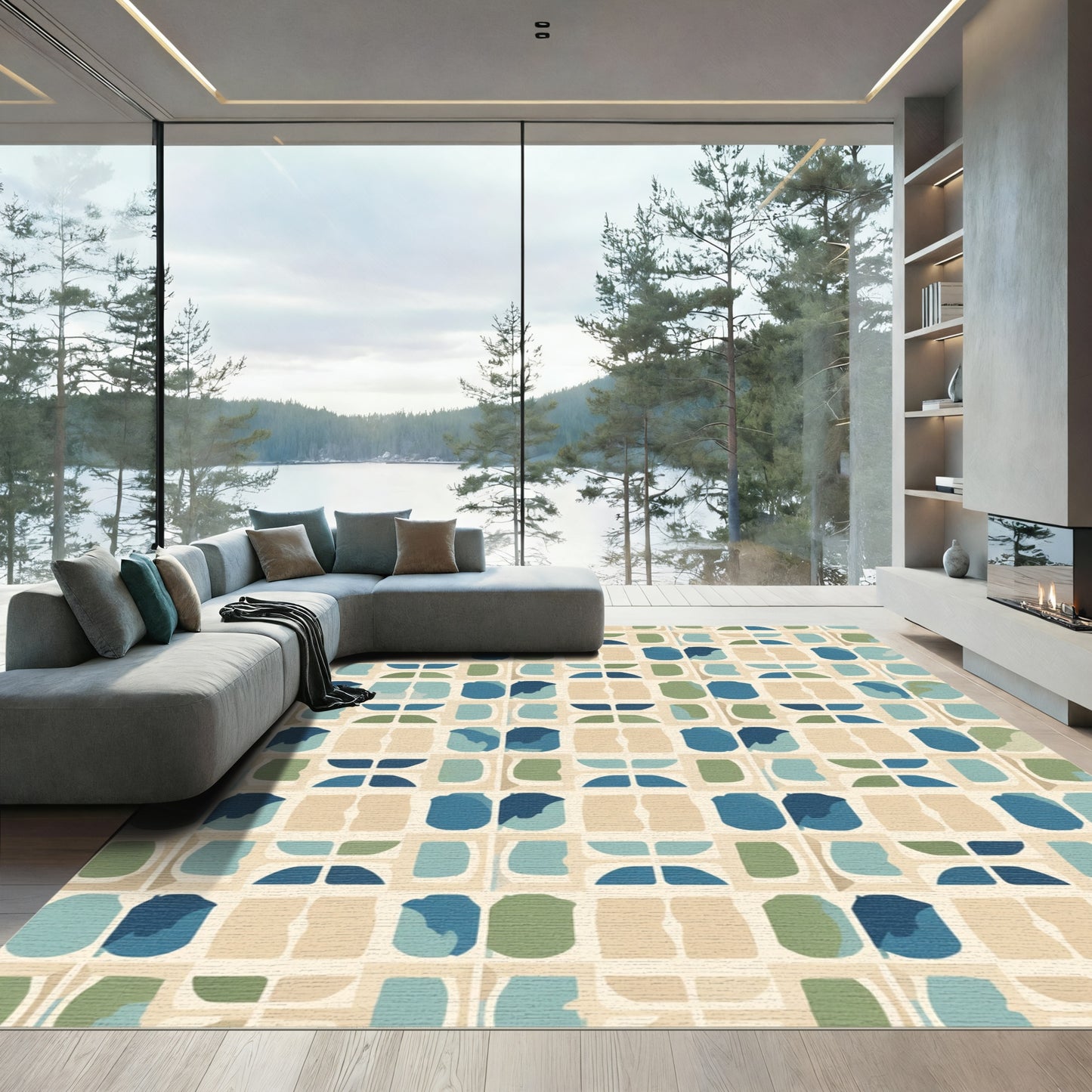 Mid Century Geometric Blend Rug