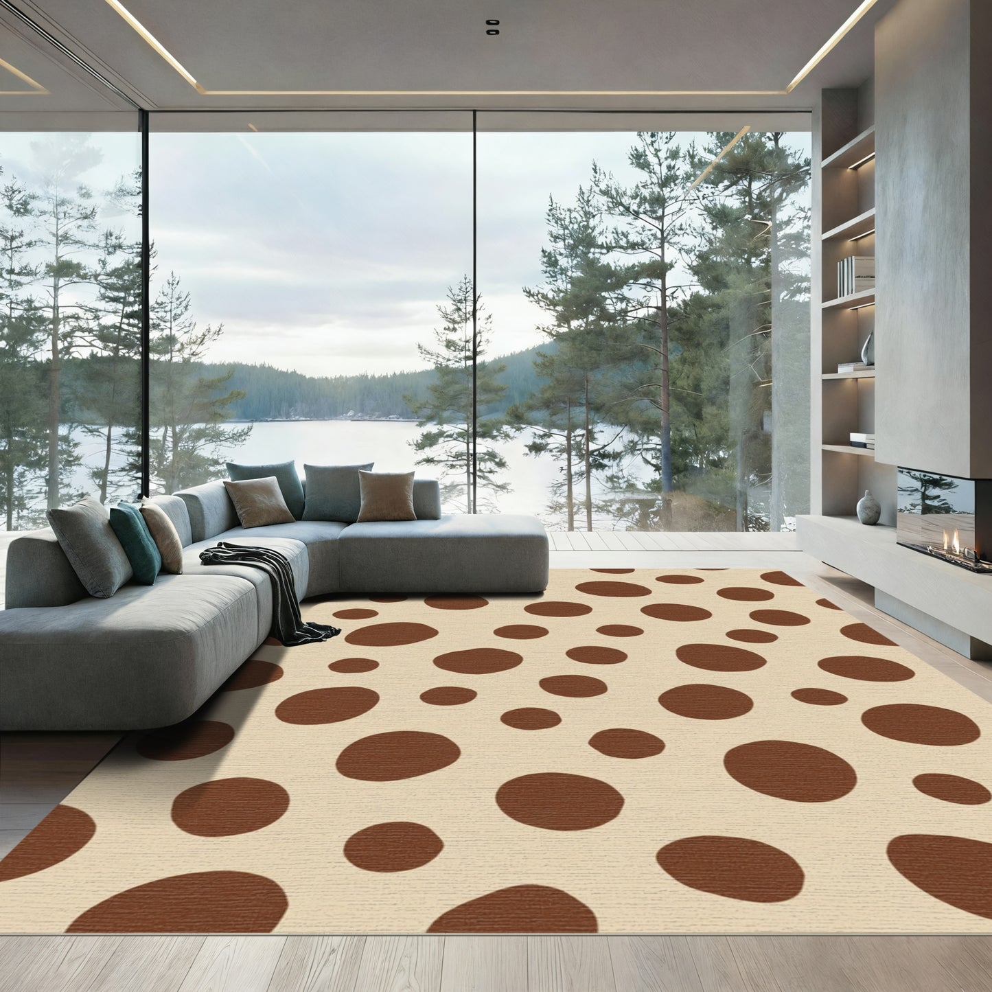 Brown Dot Cloud Formation Rug