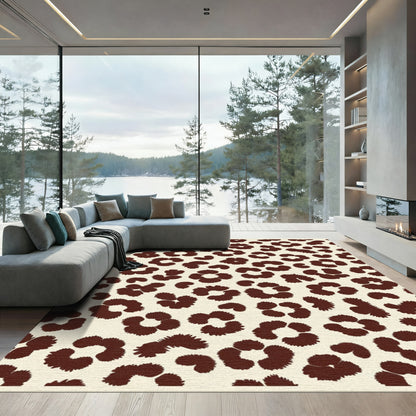 Brown Leopard Spots Cream Rug