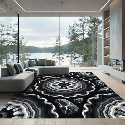 Monochrome Agate Crystal Overlay Rug