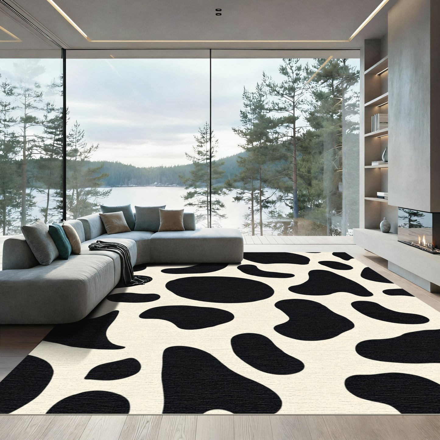Cream And Black Holstein Spots Rug