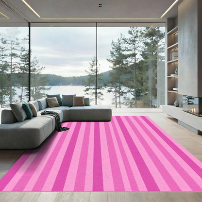 Vertical Pink Stripe Ribbon Rug