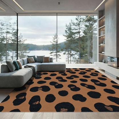 Brown Black Spotted Animal Skin Rug