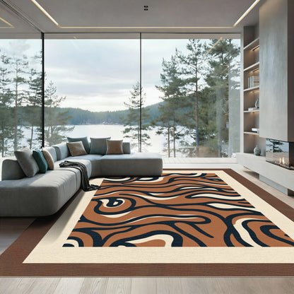 Terra Cotta Abstract Swirl Composition Rug