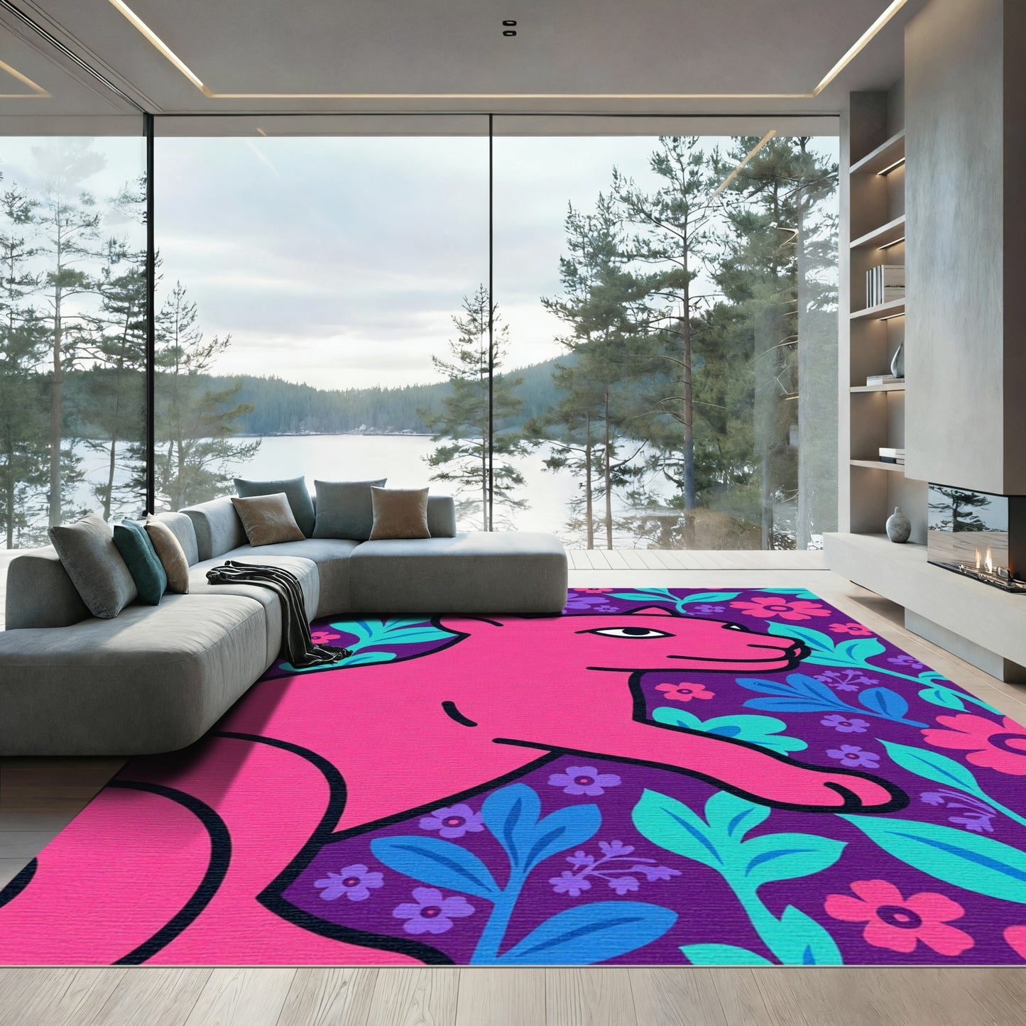 Pink Panther Floral Arrangement Rug