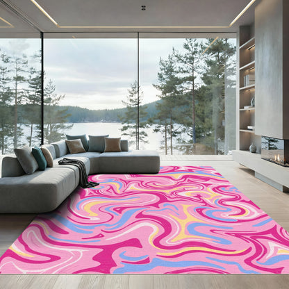Pink Swirl Marble Swash Rug