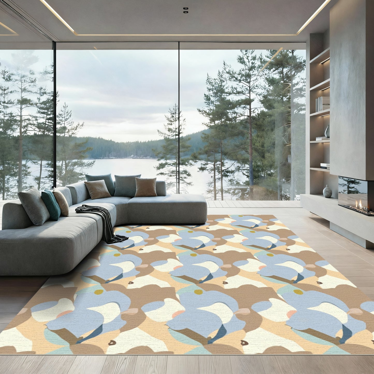 Earthy Organic Abstract Flow Rug