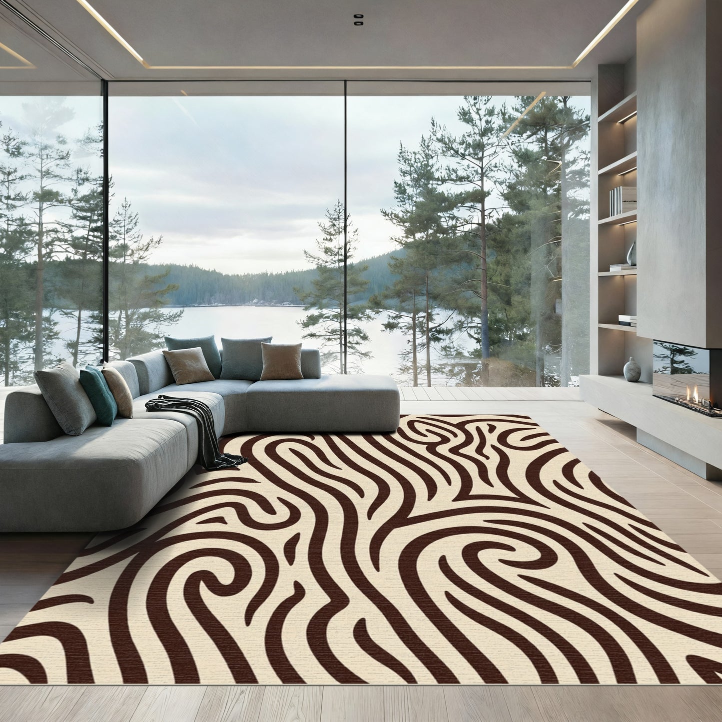 Creamy Brown Organic Swirl Rug