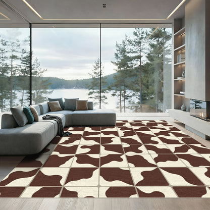 Brown Cream Abstract Block Rug