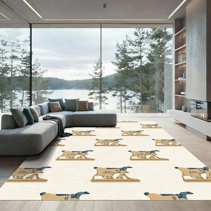 Tan Blue Camel Repeat Rug