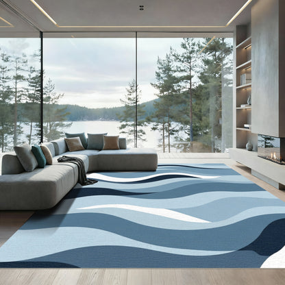 Aqua Blue Serene Wave Layers Rug