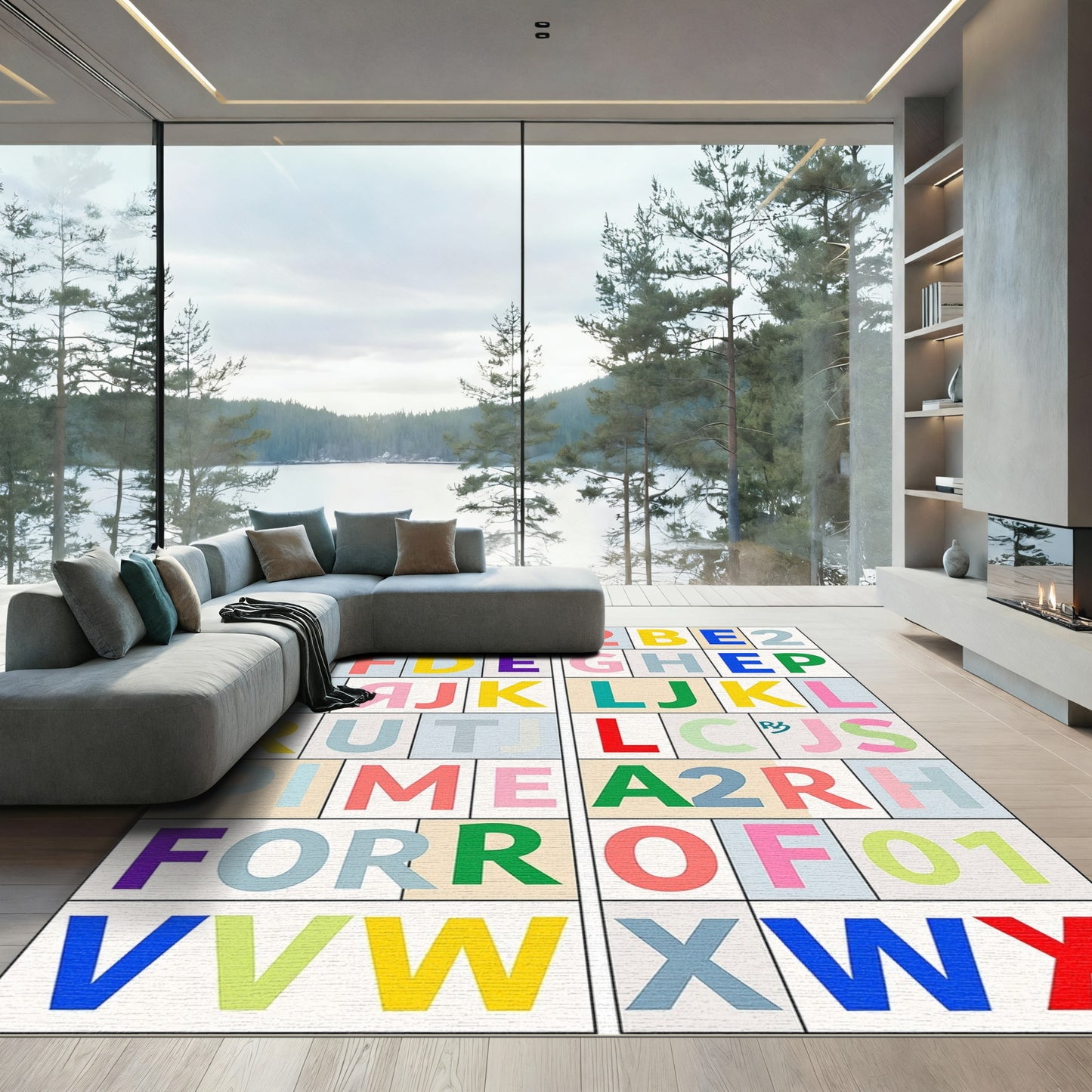 Multicolor Alphabet Block Rug