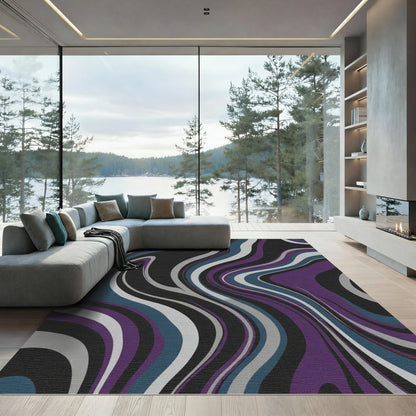 Deep Purple Swirling Marble Lines Rug