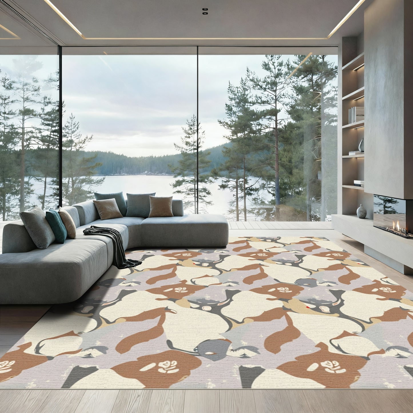 Abstract Earthy Organic Flowing Rug