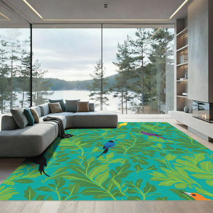 Tropical Birds Among Green Leaves Rug