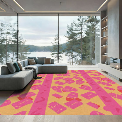 Bold Pink Abstract Pink Orange Rug