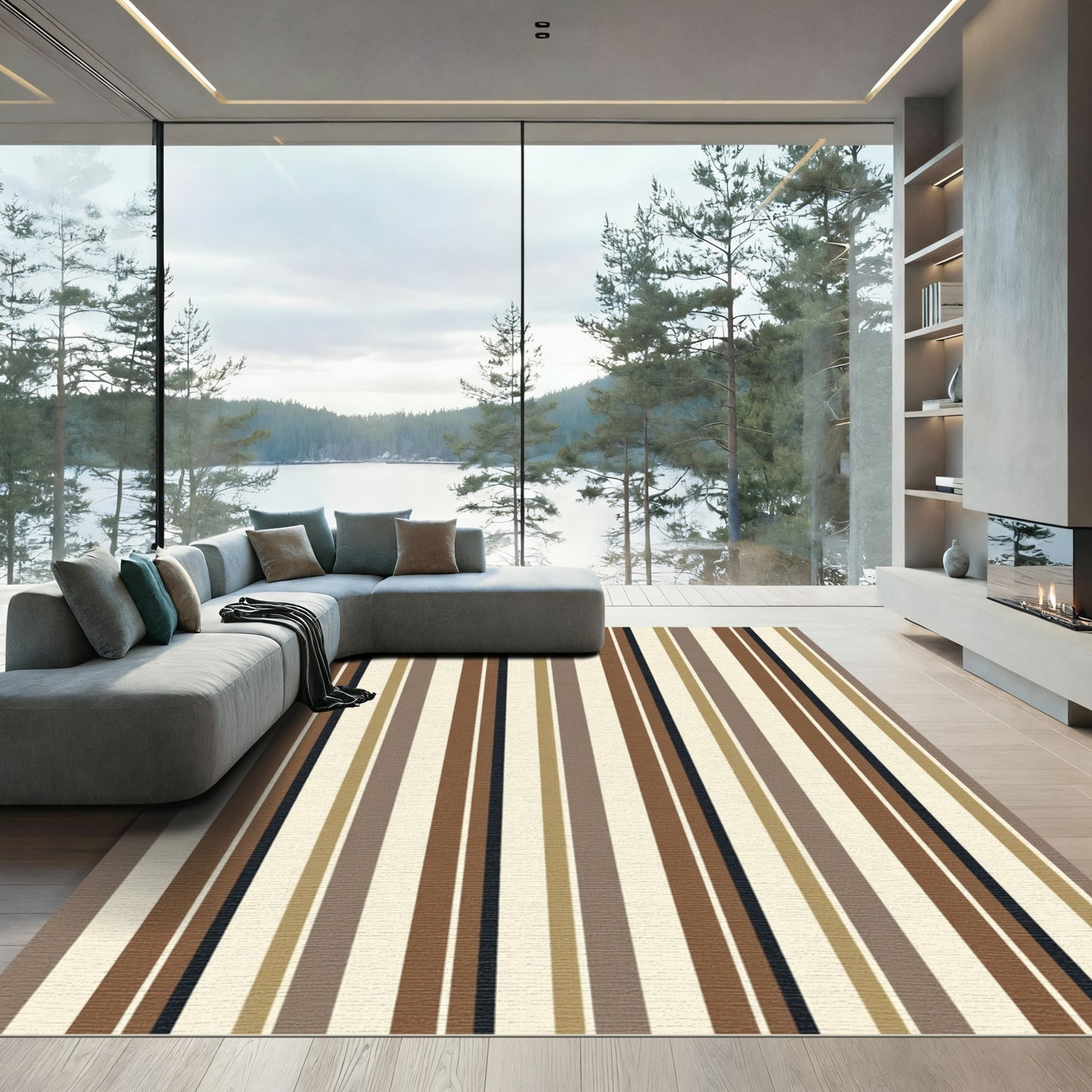 Earthy Tones Vertical Stripes Rug