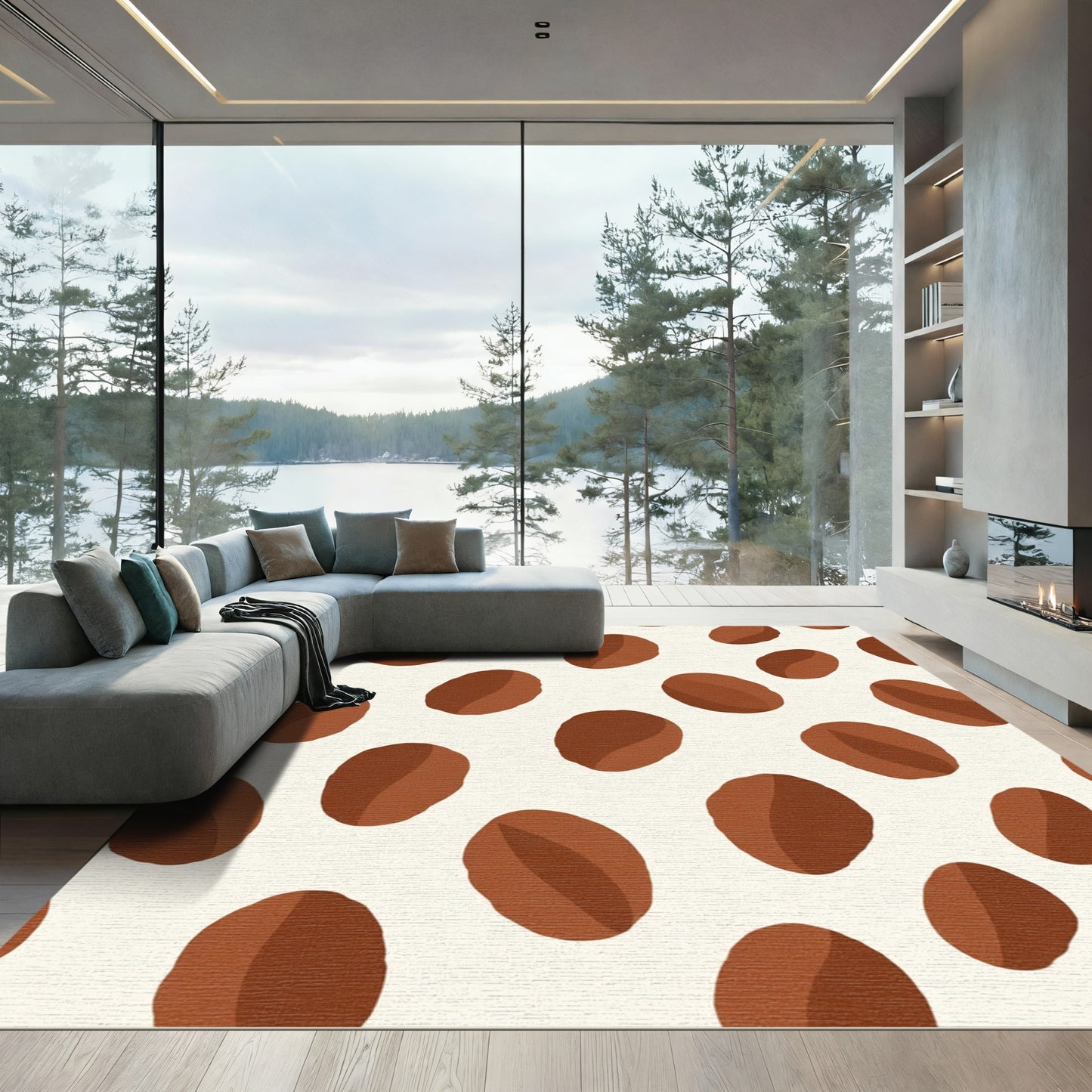 Brown Coffee Bean Scatter Rug