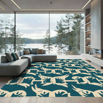 Cream Tan Abstract Figures Rug