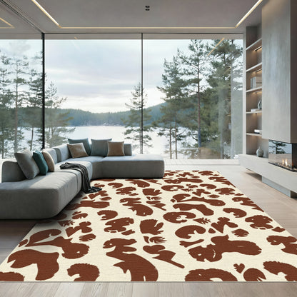 Brown Organic Blob Composition Rug