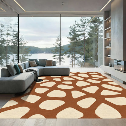 Terra Cotta Abstract Organic Patchwork Rug
