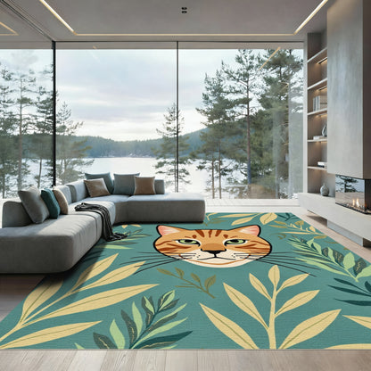 Tabby Cat Botanical Garden Rug