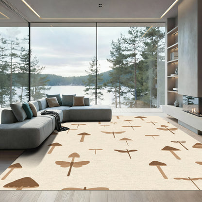 Earthy Mushroom Dragonfly Scatter Rug