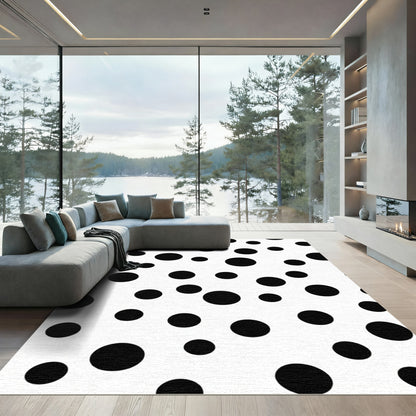 Monochromatic Black White Polka Dot Rug