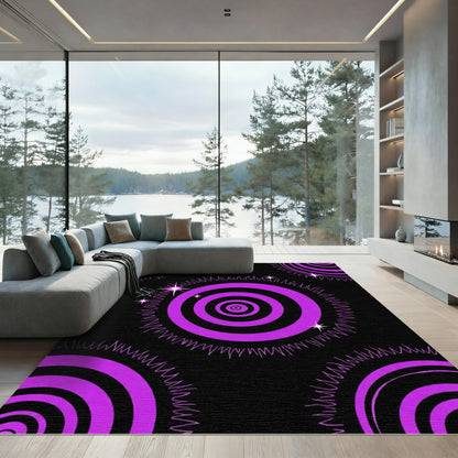 Vibrant Purple Target Stars Rug
