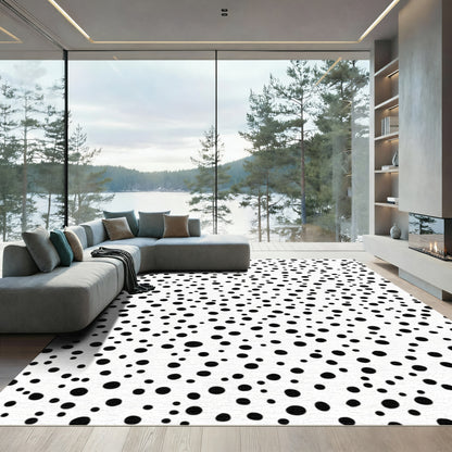 Black White Scattered Dot Rug