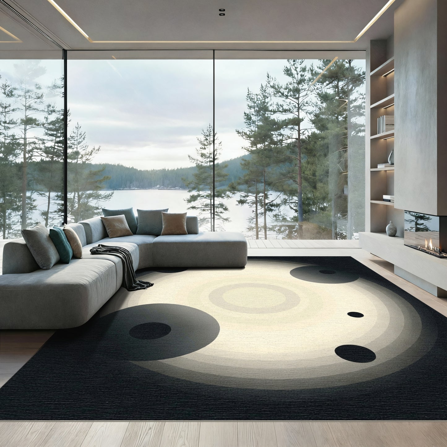 Abstract Solar Flare Geometric Circles Rug