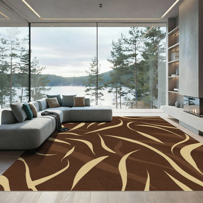 Chocolate Swirls Light Cream Abstract Rug