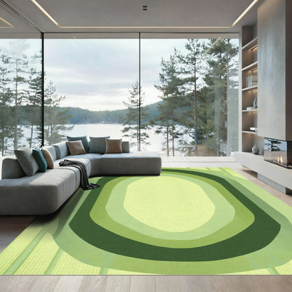 Abstract Green Oval Arch Rug