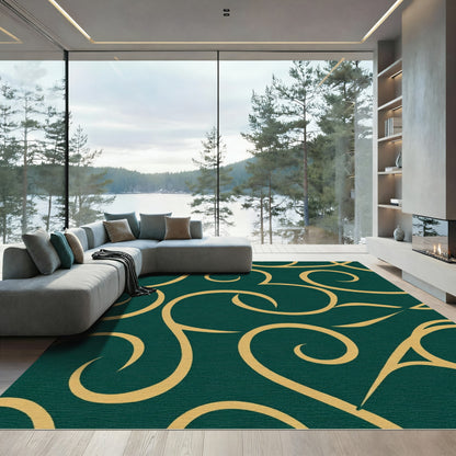 Deep Emerald Swirling Vines Rug