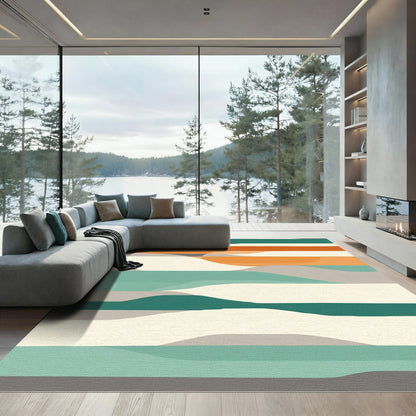 Terracotta Teal Abstract Horizon Rug