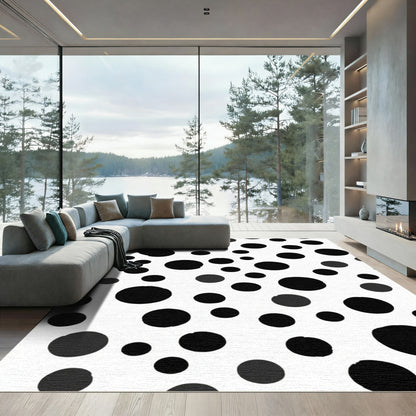 Bold Black Circles Random Composition Rug