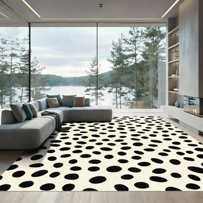 Cream Black Irregular Spots Rug