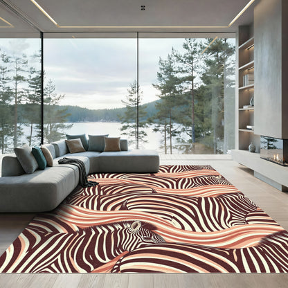 Zebra Stripe Abstract Wave Rug