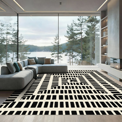 Abstract Square Labyrinth Layout Rug