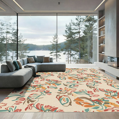 Eclectic Impressionist Floral Swirl Rug