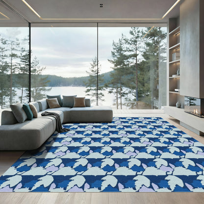 Cool Blue Abstract Block Composition Rug