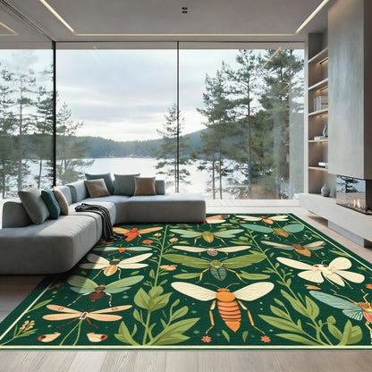 Charming Insect and Floral Gathering Rug
