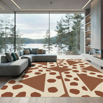 Brown Speckled Geometric Hexagon Rug