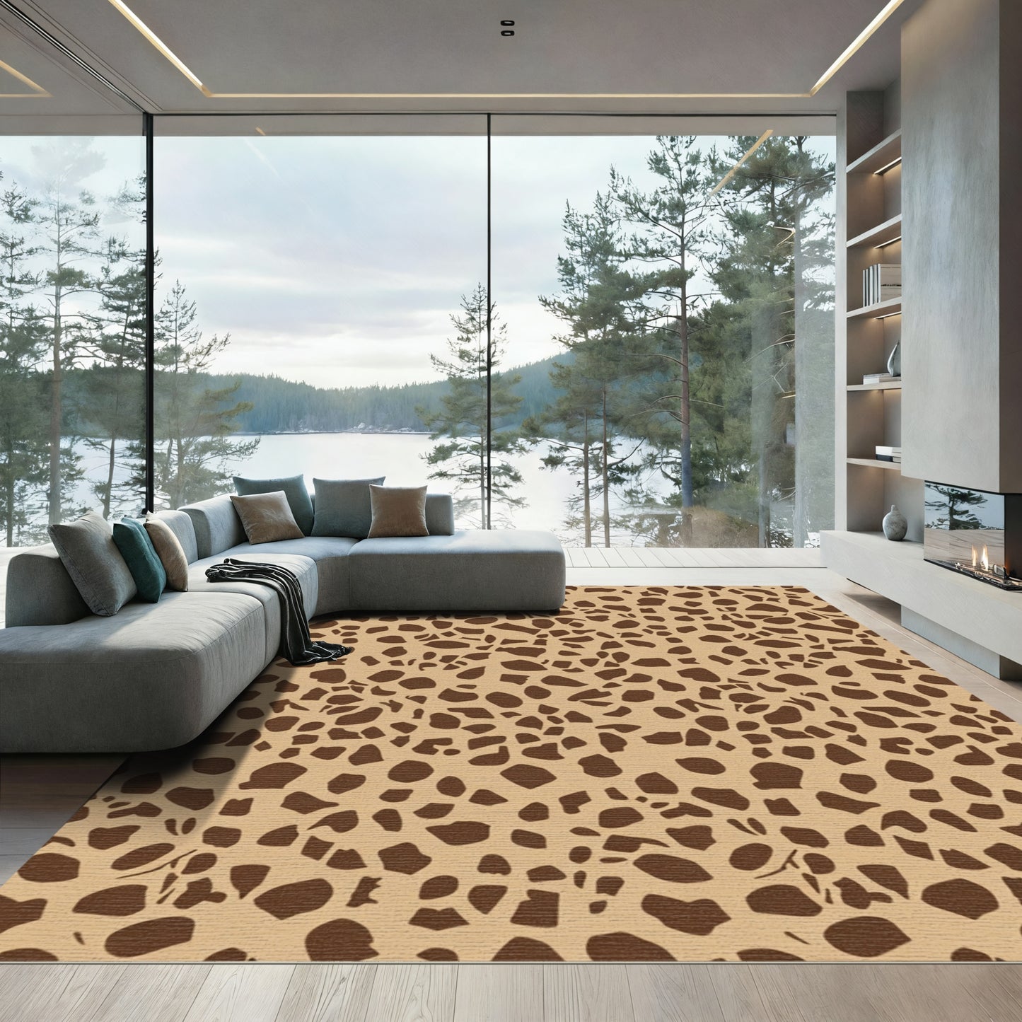 Brown Spotted Tan Organic Texture Rug