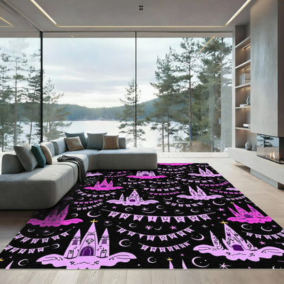 Purple Castle Moon Star Bunting Rug