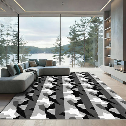 Modern Grey Geometric Stripe Rug
