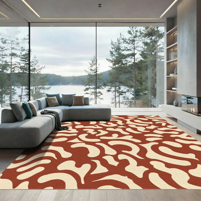 Terracotta Cream Organic Abstract Rug