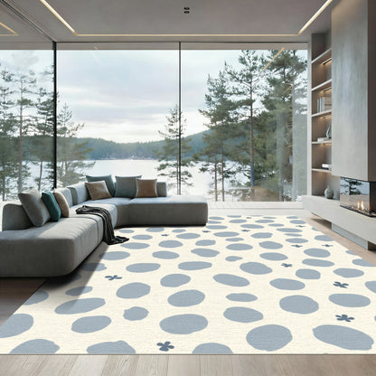 Soft Blue Speckle Floral Accent Rug