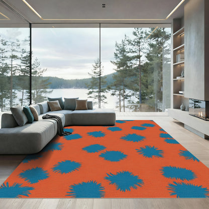 Orange Teal Abstract Splatter Rug