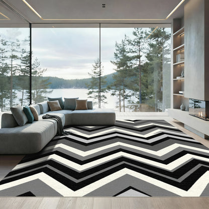 Monochromatic Gray Chevron Zigzag Rug